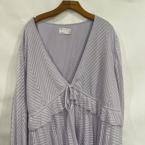 ASOS DESIGN Curve Plus Size 22 Smock Blouse Lilac Lavender Babydoll Long Sleeve - Picture 2 of 9